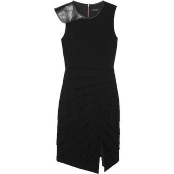 Rag & Bone Crew Neck Midi  Sheath Dress Leather detailing size 4 - Picture 5 of 11